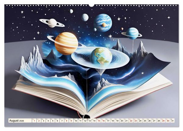 Produktbild: Fantasy-B&uuml;cher Sch&ouml;nheit des Universums (hochwertiger Premium Wandkalender 2026 DIN A2 quer), Kunstdruck in Hochglanz