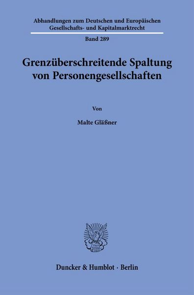 Produktbild: Grenz&uuml;berschreitende Spaltung von Personengesellschaften