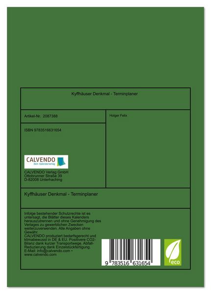 Produktbild: Kyffh&auml;user Denkmal - Terminplaner (Tischkalender 2026 DIN A5 hoch), CALVENDO Monatskalender