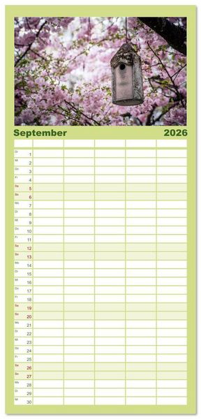 Produktbild: Familienplaner 2026 - Fr&uuml;hlingsbl&uuml;her - Farbenpracht nach dem Winter mit 5 Spalten (Wandkalender, 21 x 45 cm) CALVENDO