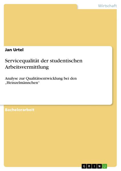 Produktbild: Servicequalit&auml;t der studentischen Arbeitsvermittlung