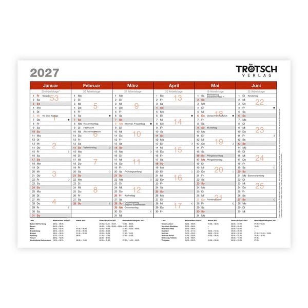 Produktbild: TR&Ouml;TSCH - Wandtafelplaner A5 2027