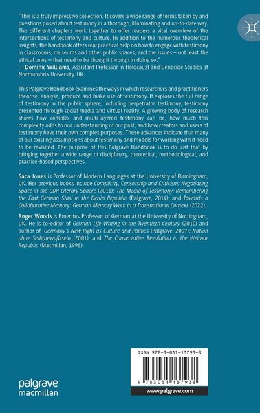 Produktbild: The Palgrave Handbook of Testimony and Culture