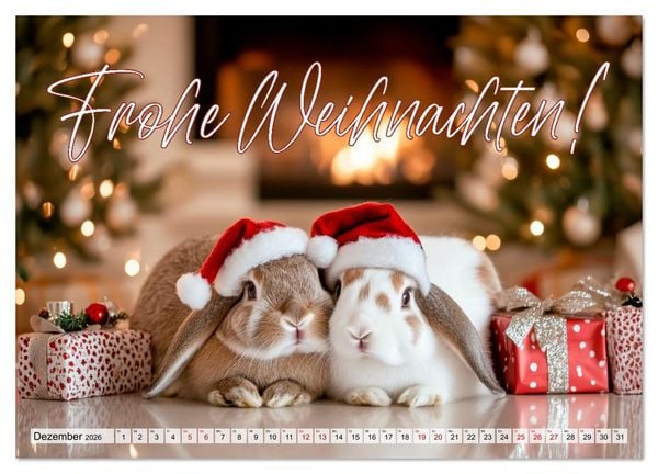 Produktbild: KANINCHEN Mit Humor durchs Jahr (hochwertiger Premium Wandkalender 2026 DIN A2 quer), Kunstdruck in Hochglanz