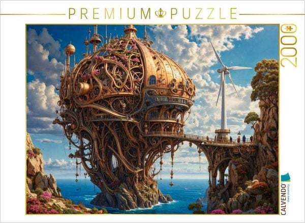 CALVENDO Puzzle Steampunk-Symbiose: Die Stadt im Herzen eines Riesenpilzes | 2000 Teile Lege-Größe 90 × 67 cm Foto-Puzzle für glückliche Stunden