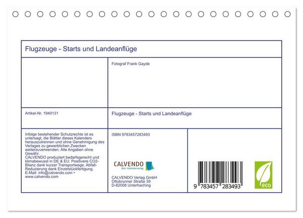 Produktbild: Flugzeuge - Starts und Landeanfl&uuml;ge (Tischkalender 2026 DIN A5 quer), CALVENDO Monatskalender