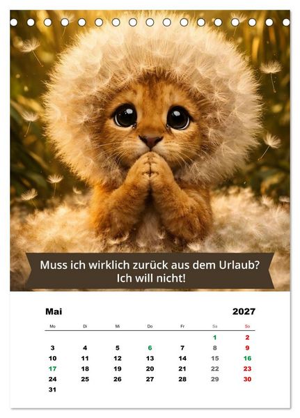 Produktbild: Tier-isch wahr! (Tischkalender 2027 DIN A5 hoch), CALVENDO Monatskalender