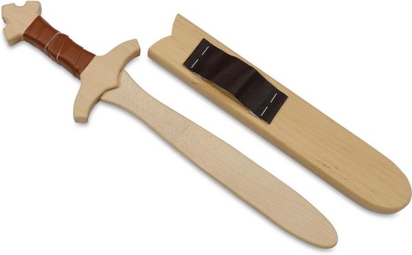 Produktbild: BestSaller 1021 - Dolch-Set K&ouml;nig Edward mit Holzh&uuml;lle, 40cm, Holz-Dolch, Griff mit brauner Kunststoffwickelung