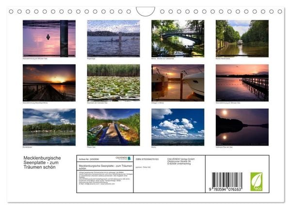 Produktbild: Mecklenburgische Seenplatte - zum Tr&auml;umen sch&ouml;n (Wandkalender 2027 DIN A4 quer), CALVENDO Monatskalender