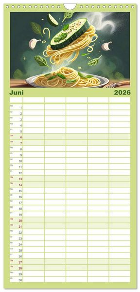 Produktbild: Familienplaner 2026 - Nudel Varianten mit 5 Spalten (Wandkalender, 21 x 45 cm) CALVENDO