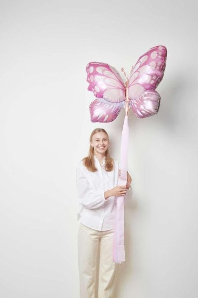 Produktbild: Folienballon Princess Butterfly, Pink/Orange, 1 Stk, 77 x 57