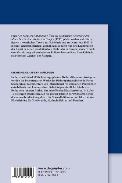 Produktbild: Friedrich Schiller: &Uuml;ber die &Auml;sthetische Erziehung des Menschen in einer Reihe von Briefen