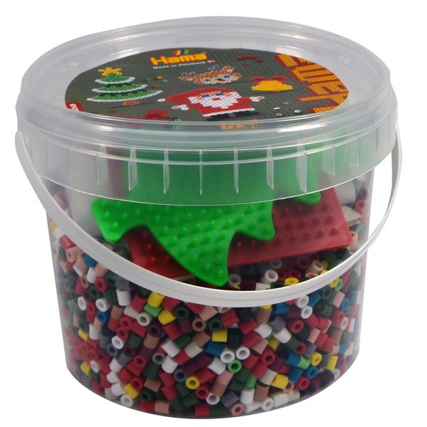 Produktbild: Hama 2045 - DIY B&uuml;gelperlen midi 5+, Weihnachten, Eimer, ca. 4000 B&uuml;gelperlen & Stiftplatten