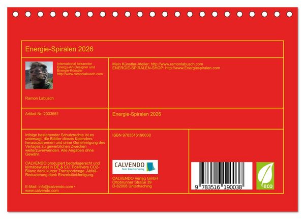 Produktbild: Energie-Spiralen 2026 (Tischkalender 2026 DIN A5 quer), CALVENDO Monatskalender