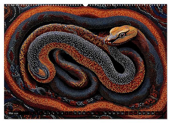Produktbild: Traumzeit - KI-generierte Aborigine-Kunst aus dem Herzen Australiens (Wandkalender 2026 DIN A2 quer), CALVENDO Monatskalender