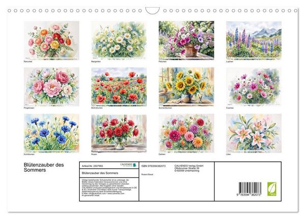 Produktbild: Bl&uuml;tenzauber des Sommers (Wandkalender 2027 DIN A3 quer), CALVENDO Monatskalender