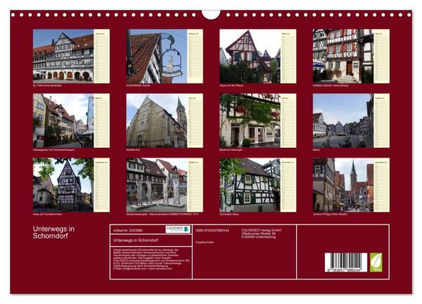 Produktbild: Unterwegs in Schorndorf (Wandkalender 2026 DIN A3 quer), CALVENDO Monatskalender