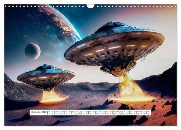 Produktbild: Fliegende Untertasse - Die gro&szlig;e Fantasiereise (Wandkalender 2026 DIN A3 quer), CALVENDO Monatskalender