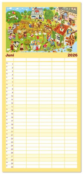Produktbild: Familienplaner 2026 - Wimmelig durch das Jahr mit 5 Spalten (Wandkalender, 21 x 45 cm) CALVENDO