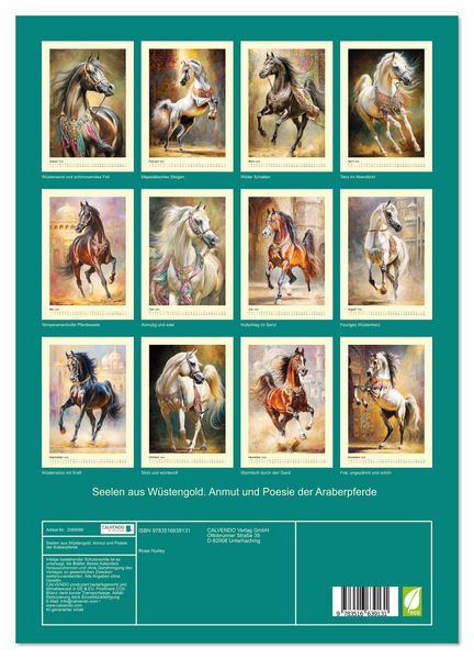 Produktbild: Seelen aus W&uuml;stengold. Anmut und Poesie der Araberpferde (Wandkalender 2026 DIN A3 hoch), CALVENDO Monatskalender