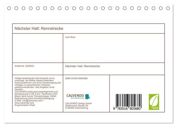 Produktbild: N&auml;chster Halt: Rennstrecke (Tischkalender 2027 DIN A5 quer), CALVENDO Monatskalender