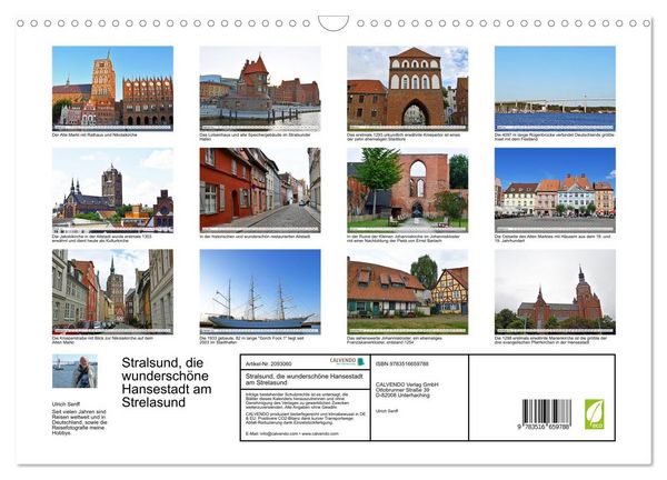 Produktbild: Stralsund, die wundersch&ouml;ne Hansestadt am Strelasund (Wandkalender 2026 DIN A3 quer), CALVENDO Monatskalender