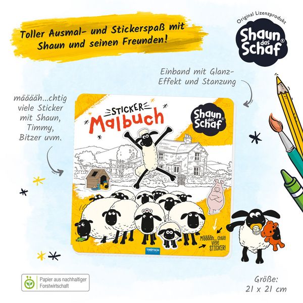 Produktbild: Tr&ouml;tsch Shaun das Schaf Stickermalbuch Malbuch mit Stickern