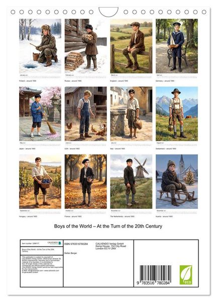 Produktbild: Boys of the World &ndash; At the Turn of the 20th Century (Wall Calendar 2027 DIN A4 portrait), CALVENDO 12 Month Wall Calendar
