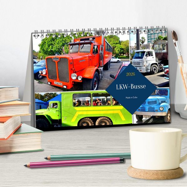 Produktbild: LKW-Busse - Made in Cuba (Tischkalender 2026 DIN A5 quer), CALVENDO Monatskalender