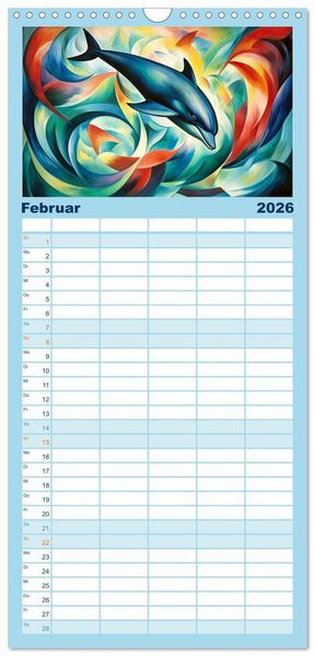 Produktbild: Familienplaner 2026 - Unterwasserwelt, bunt und wundersch&ouml;n mit 5 Spalten (Wandkalender, 21 x 45 cm) CALVENDO