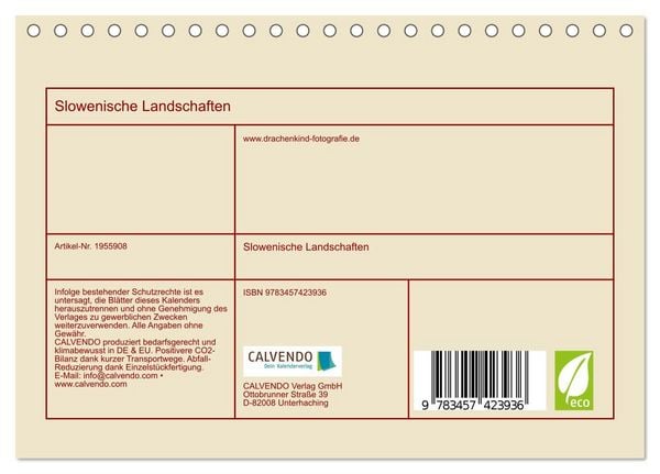 Produktbild: Slowenische Landschaften (Tischkalender 2026 DIN A5 quer), CALVENDO Monatskalender
