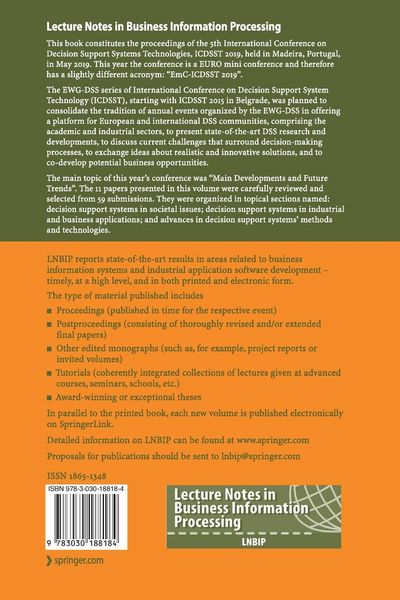 Produktbild: Decision Support Systems IX: Main Developments and Future Trends