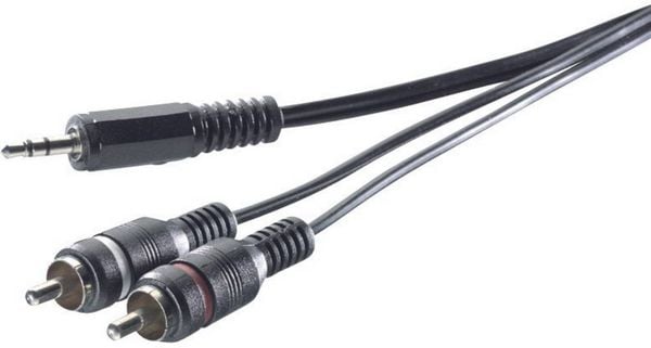 Produktbild: SpeaKa Professional SP-1300904 Cinch / Klinke Audio Anschlusskabel [2x Cinch-Stecker - 1x Klinkenstecker 3.5 mm] 5.00 m Grau