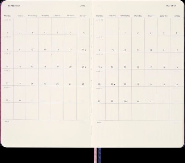 Produktbild: Moleskine Sakura 18 Monate Wochen Notizkalender 2025/2026, L/A5, 1 Wo = 1 Seite , rechts linierte Seite, fester Einband, liniert