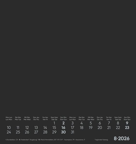 Produktbild: Kreativ-Kalender schwarz 2026 - 16x17 cm - Foto, Malen, Basteln - datiert - Kreativkalender - Foto-Kalender - Alpha Edition