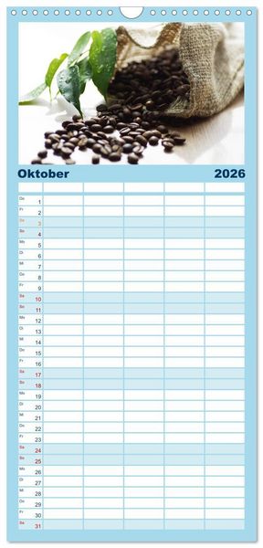 Produktbild: Familienplaner 2026 - Kaffee-Pause Terminkalender mit 5 Spalten (Wandkalender, 21 x 45 cm) CALVENDO