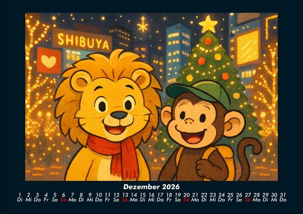 Produktbild: Buschi & Milo - Reise durch Japan 2026 Fotokalender DIN A4