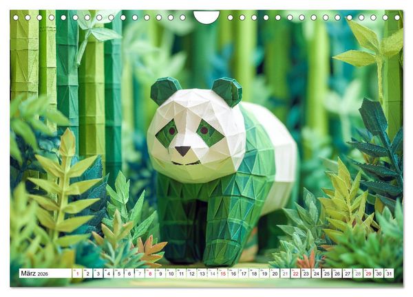 Produktbild: Origami Zoo - Bunter Tierkalender f&uuml;r Kinder und Familien (Wandkalender 2026 DIN A4 quer), CALVENDO Monatskalender