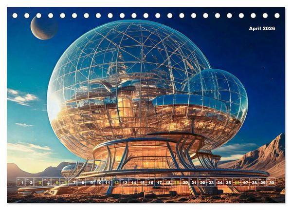 Produktbild: Pionierbauten auf fremden Planeten (Tischkalender 2026 DIN A5 quer), CALVENDO Monatskalender