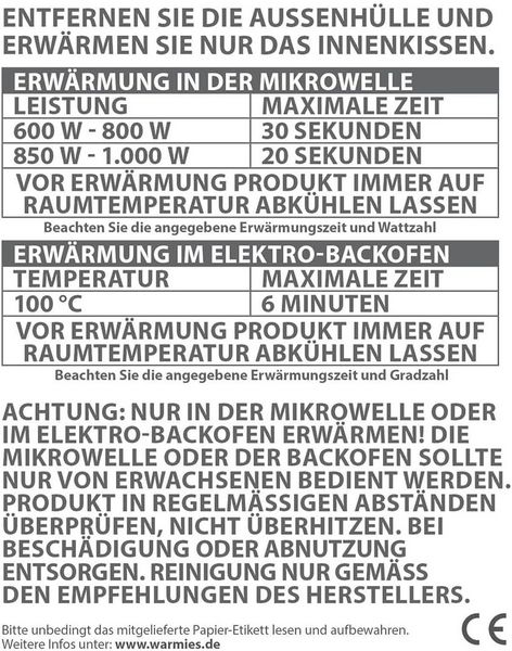 Produktbild: Warmies 15140 - MINIS Shushi, W&auml;rmestofftier mit herausnehmbarer Hirsekorn-Lavendelf&uuml;llung