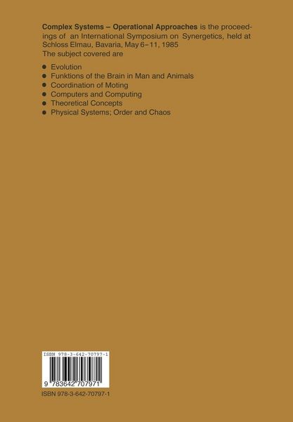 Produktbild: Complex Systems &mdash; Operational Approaches in Neurobiology, Physics, and Computers