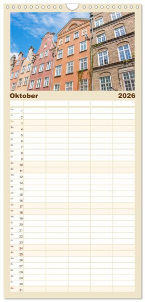 Produktbild: Familienplaner 2026 - Danzig - Polnische Hansestadt mit 5 Spalten (Wandkalender, 21 x 45 cm) CALVENDO