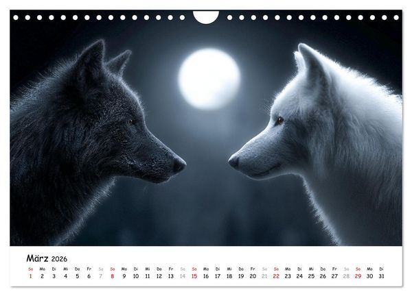 Produktbild: W&ouml;lfe im Mondlicht - Ruf der Wildnis (Wandkalender 2026 DIN A4 quer), CALVENDO Monatskalender