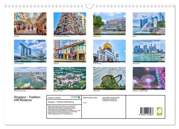 Produktbild: Singapur - Tradition trifft Moderne (Wandkalender 2026 DIN A3 quer), CALVENDO Monatskalender