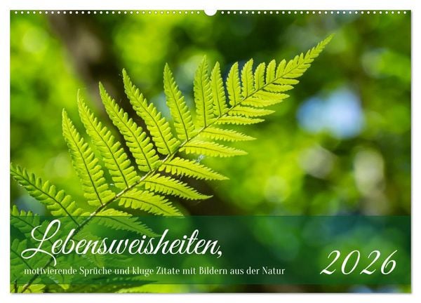 Lebensweisheiten, motivierende Sprüche und kluge Zitate mit Bildern der Natur (Wandkalender 2026 DIN A2 quer), CALVENDO Monatskalender