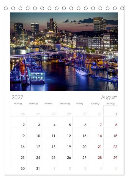 Produktbild: Tischplaner 2027 - Magic Nights Hamburg (A5 Tischkalender zum Aufstellen) CALVENDO