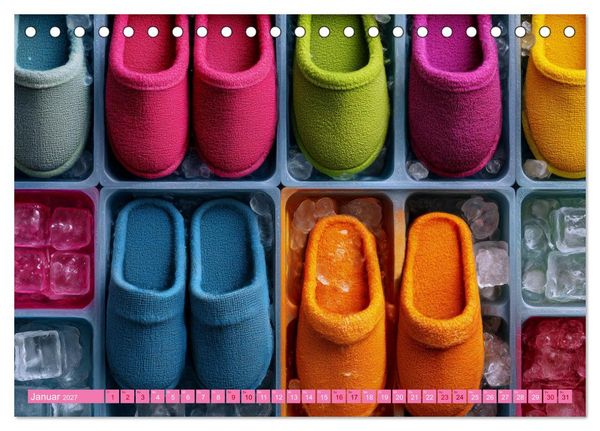 Produktbild: Schuh-verr&uuml;ckt. Pantoffel, Pumps und Co. im Ausnahmezustand (Tischkalender 2027 DIN A5 quer), CALVENDO Monatskalender