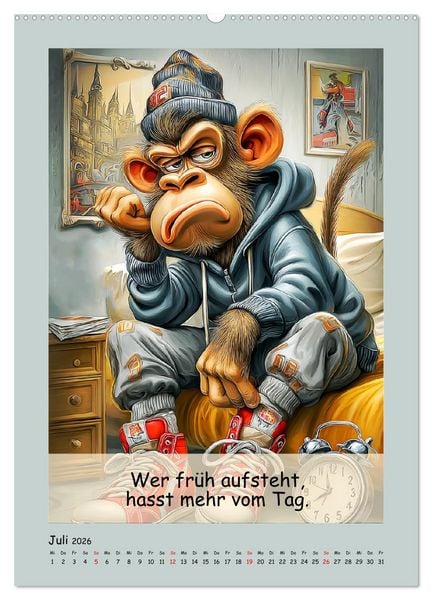 Produktbild: Affengeil. Humor aus dem Gro&szlig;stadtdschungel (hochwertiger Premium Wandkalender 2026 DIN A2 hoch), Kunstdruck in Hochglanz
