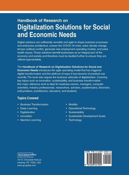 Produktbild: Handbook of Research on Digitalization Solutions for Social and Economic Needs