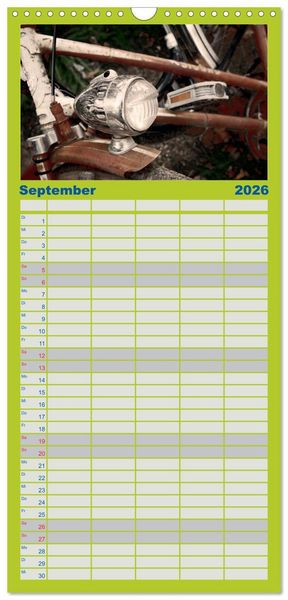 Produktbild: Familienplaner 2026 - Weltfahrrad mit 5 Spalten (Wandkalender, 21 x 45 cm) CALVENDO